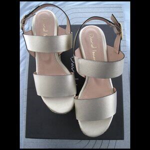 🆕 SANDALS Size 6 DAVID ISAAC Wedge PLATFORMS style DALLAS Color: GOLD NWT